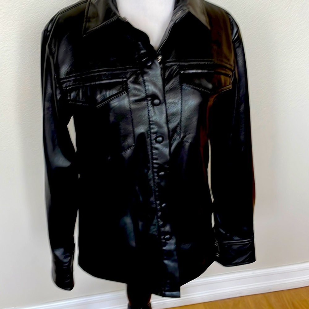 Good American Faux Leather Shirt